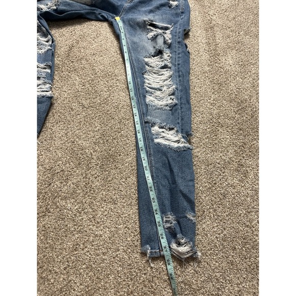 American Eagle Outfitters Womens Jeans Straight Leg Blue Distressed Denim Sz 0 - Picture 6 of 12